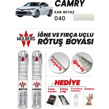 Wulberg Toyota Camry Kar Beyaz 040 Rötuş Boya 25 ml + Vernik Iğne & Fırça Uçlu Kalıcı Çizik Giderici