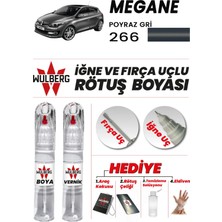 Wulberg Renault Megane Poyraz Gri 266 Rötuş Boya 25 ml + Vernik Iğne & Fırça Uçlu Kalıcı Çizik Giderici