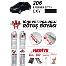 Wulberg Peugeot 206 Partner Siyah Exy Rötuş Boya 25 ml + Vernik Iğne & Fırça Uçlu Kalıcı Çizik Giderici