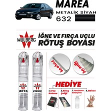 Wulberg Fiat Marea Metalik Siyah 632 Rötuş Boya 25 ml + Vernik Iğne & Fırça Uçlu Kalıcı Çizik Giderici