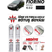 Wulberg Fiat Fiorino Siyah 632 Rötuş Boya 25 ml + Vernik Iğne & Fırça Uçlu Kalıcı Çizik Giderici Rutuş