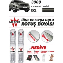 Wulberg Peugeot 3008 Amazonit Grisi Ekl Rötuş Boya 25 ml + Vernik Iğne & Fırça Uçlu Kalıcı Çizik Giderici