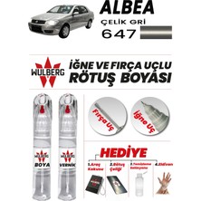 Wulberg Fiat Albea Çelik Gri 647 Rötuş Boya 25 ml + Vernik Iğne & Fırça Uçlu Kalıcı Çizik Giderici