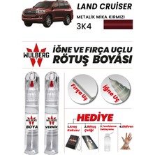 Wulberg Toyota Land Cruiser Metalik Kırmızı 3k4 Rötuş Boya 25 ml + Vernik Iğne & Fırça Uçlu Kalıcı Çizik Giderici