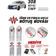 Wulberg Peugeot 308 Beyaz Ewp Rötuş Boya 25 ml + Vernik Iğne & Fırça Uçlu Kalıcı Çizik Giderici
