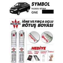 Wulberg Renault Symbol Yıldızlı Siyah Gne Rötuş Boya 25 ml + Vernik Iğne & Fırça Uçlu Kalıcı Çizik Giderici