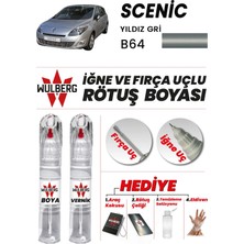 Wulberg Renault Scenic Yıldız Gri B64 Rötuş Boya 25 ml + Vernik Iğne & Fırça Uçlu Kalıcı Çizik Giderici