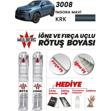 Wulberg Peugeot 3008 Ingora Mavi Krk Rötuş Boya 25 ml + Vernik Iğne & Fırça Uçlu Kalıcı Çizik Giderici
