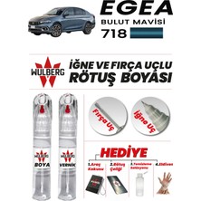 Wulberg Fiat Egea Bulut Mavisi 718 Rötuş Boya 25 ml + Vernik Iğne & Fırça Uçlu Kalıcı Çizik Giderici