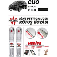 Wulberg Renault Clio Siyah 694 Rötuş Boya 25 ml + Vernik Iğne & Fırça Uçlu Kalıcı Çizik Giderici