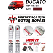 Wulberg Fiat Ducato Alev Kırmızısı 132 Rötuş Boya 25 ml + Vernik Iğne & Fırça Uçlu Kalıcı Çizik Giderici