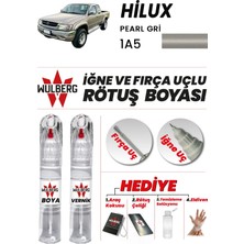 Wulberg Toyota Hılux Pearl Gri 1A5 Rötuş Boya 25 ml + Vernik Iğne & Fırça Uçlu Kalıcı Çizik Giderici