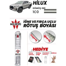 Wulberg Toyota Hilux Gümüş Gri 1c0 Rötuş Boya 25 ml Iğne & Fırça Uçlu Kalıcı Çizik Giderici
