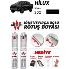 Wulberg Toyota Hılux Siyah 202 Rötuş Boya 25 ml + Vernik Iğne & Fırça Uçlu Kalıcı Çizik Giderici