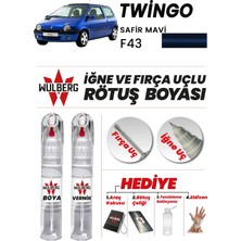 Wulberg Renault Twingo Safir Mavi F43 Rötuş Boya 25 ml + Vernik Iğne & Fırça Uçlu Kalıcı Çizik Giderici