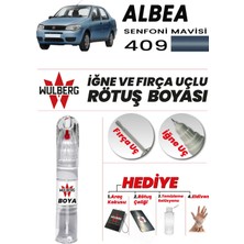 Wulberg Fiat Albea Senfoni Mavisi 409 Rötuş Boya 25 ml Iğne & Fırça Uçlu Kalıcı Çizik Giderici Rutuş