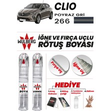 Wulberg Renault Clio Poyraz Gri 266 Rötuş Boya 25 ml + Vernik Iğne & Fırça Uçlu Kalıcı Çizik Giderici