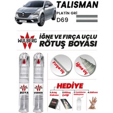 Wulberg Renault Talisman Platin Gri D69 Rötuş Boya 25 ml + Vernik Iğne & Fırça Uçlu Kalıcı Çizik Giderici