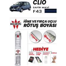 Wulberg Renault Clio Safir Mavi F43 Rötuş Boya 25 ml Iğne & Fırça Uçlu Kalıcı Çizik Giderici