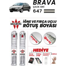 Wulberg Fiat Brava Çelik Gri 647 Rötuş Boya 25 ml + Vernik Iğne & Fırça Uçlu Kalıcı Çizik Giderici