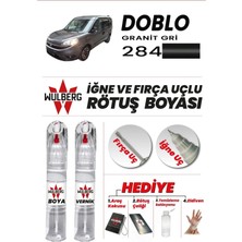 Wulberg Fiat Doblo Granit Gri 284 Rötuş Boya 25 ml + Vernik Iğne & Fırça Uçlu Kalıcı Çizik Giderici