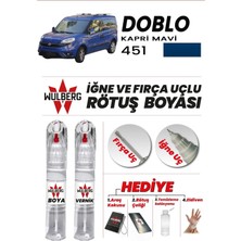 Wulberg Fiat Doblo Kapri Mavi 451 Rötuş Boya 25 ml + Vernik Iğne & Fırça Uçlu Kalıcı Çizik Giderici