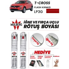 Wulberg Volkswagen T-Cross Flash Kırmızı LP3G Rötuş Boya 25 ml + Vernik Iğne & Fırça Uçlu Kalıcı Çizik Giderici