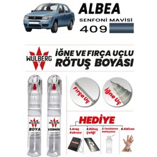 Wulberg Fiat Albea Senfoni Mavisi 409 Rötuş Boya 25 ml + Vernik Iğne & Fırça Uçlu Kalıcı Çizik Giderici