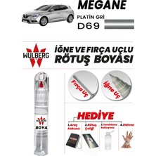 Wulberg Renault Megane Platin Gri D69 Rötuş Boya 25 ml Iğne & Fırça Uçlu Kalıcı Çizik Giderici