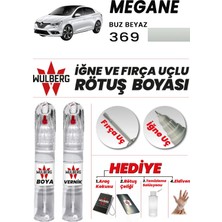 Wulberg Renault Megane Buz Beyaz 369 Rötuş Boya 25 ml + Vernik Iğne & Fırça Uçlu Kalıcı Çizik Giderici