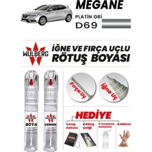 Wulberg Renault Megane Platin Gri D69 Rötuş Boya 25 ml + Vernik Iğne & Fırça Uçlu Kalıcı Çizik Giderici