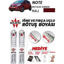 Wulberg Nissan Note Metalik Kırmızı Naj Rötuş Boya 25 ml + Vernik Iğne & Fırça Uçlu Kalıcı Çizik Giderici
