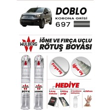 Wulberg Fiat Doblo Korona Grisi 697 Rötuş Boya 25 ml + Vernik Iğne & Fırça Uçlu Kalıcı Çizik Giderici