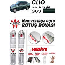 Wulberg Renault Clio Ingiliz Yeşili 963 Rötuş Boya 25 ml + Vernik Iğne & Fırça Uçlu Kalıcı Çizik Giderici