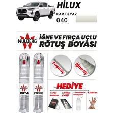 Wulberg Toyota Hılux Kar Beyaz 040 Rötuş Boya 25 ml + Vernik Iğne & Fırça Uçlu Kalıcı Çizik Giderici