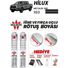Wulberg Toyota Hılux Metalik Gri 1g3 Rötuş Boya 25 ml + Vernik Iğne & Fırça Uçlu Kalıcı Çizik Giderici