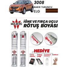 Wulberg Peugeot 3008 Bakır Turuncu Elg Rötuş Boya 25 ml + Vernik Iğne & Fırça Uçlu Kalıcı Çizik Giderici