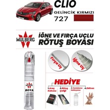 Wulberg Renault Clio Gelincik Kırmızı 727 Rötuş Boya 25 ml Iğne & Fırça Uçlu Kalıcı Çizik Giderici