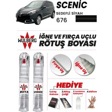 Wulberg Renault Scenic Sedefli Siyah 676 Rötuş Boya 25 ml + Vernik Iğne & Fırça Uçlu Kalıcı Çizik Giderici