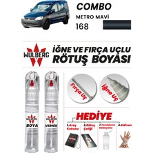 Wulberg Opel Combo Metro Mavi 168 Rötuş Boya 25 ml + Vernik Iğne & Fırça Uçlu Kalıcı Çizik Giderici