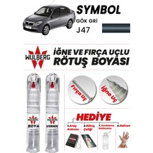 Wulberg Renault Symbol Gök Gri J47 Rötuş Boya 25 ml + Vernik Iğne & Fırça Uçlu Kalıcı Çizik Giderici