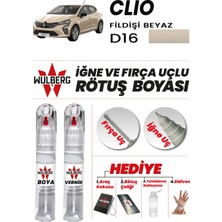 Wulberg Renault Clio Fildişi Beyaz D16 Rötuş Boya 25 ml + Vernik Iğne & Fırça Uçlu Kalıcı Çizik Giderici