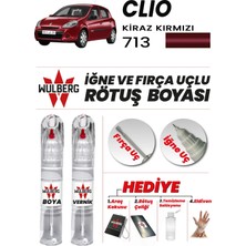 Wulberg Renault Clio Kiraz Kırmızı 713 Rötuş Boya 25 ml + Vernik Iğne & Fırça Uçlu Kalıcı Çizik Giderici