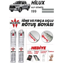 Wulberg Toyota Hılux Alp Gümüş 199 Rötuş Boya 25 ml + Vernik Iğne & Fırça Uçlu Kalıcı Çizik Giderici