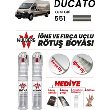 Wulberg Fiat Ducato Kum Gri 551 Rötuş Boya 25 ml + Vernik Iğne & Fırça Uçlu Kalıcı Çizik Giderici