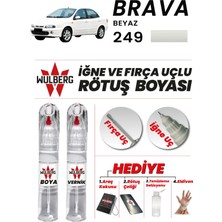 Wulberg Fiat Brava Beyaz 249 Rötuş Boya 25 ml + Vernik Iğne & Fırça Uçlu Kalıcı Çizik Giderici