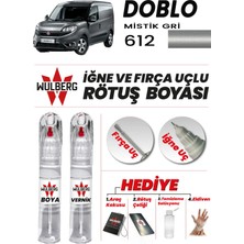 Wulberg Fiat Doblo Mistik Gri 612 Rötuş Boya 25 ml + Vernik Iğne & Fırça Uçlu Kalıcı Çizik Giderici