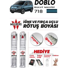 Wulberg Fiat Doblo Bulut Mavisi 718 Rötuş Boya 25 ml + Vernik Iğne & Fırça Uçlu Kalıcı Çizik Giderici