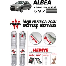 Wulberg Fiat Albea Korona Grisi 697 Rötuş Boya 25 ml + Vernik Iğne & Fırça Uçlu Kalıcı Çizik Giderici