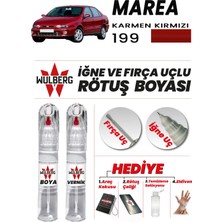 Wulberg Fiat Marea Karmen Kırmızı 199 Rötuş Boya 25 ml + Vernik Iğne & Fırça Uçlu Kalıcı Çizik Giderici